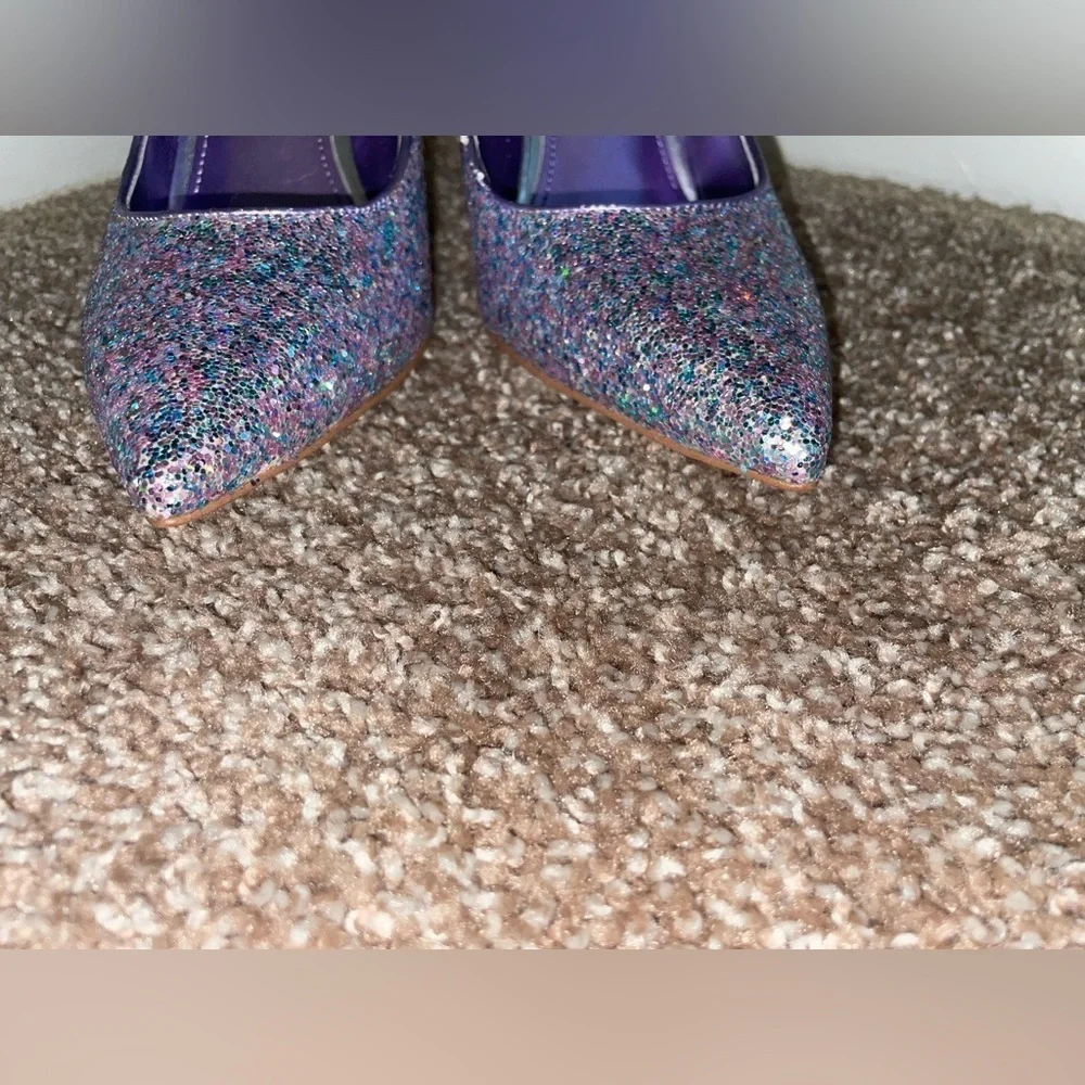 Nine West Tatiana Pumps Purple Glitter Heels‎ Size 8